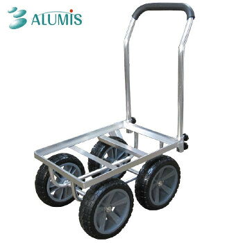 コンテナ運搬などの農作業に最適錆びに強く、軽くて丈夫なアルミ製。工具を使わず簡単に組み立てられます。※北海道・沖縄・離島は別途運賃がかかります。※一部配送ができない地域や配送曜日が限定されている地域がございますので、予めご了承ください。※階段の段数、搬入状況等々によって搬入制限や追加料金が生じる場合があります。サイズ約400×620×890mm個装サイズ：69×44×34cm重量約6.0kg個装重量：7200g素材・材質本体:アルミ製タイヤ:ソフトウレタンノーパンクタイヤ仕様タイヤ:φ270mm、樹脂製デカホイール仕様生産国中国fk094igrjs