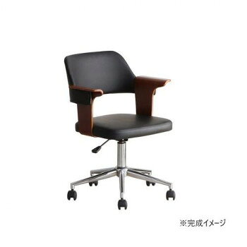 曲木がおしゃれなオフィスチェアアクセントとして曲木がおしゃれなオフィスチェア。黒の合皮との組み合わせが大人でシックな印象です。※一部配送ができない地域や配送曜日が限定されている地域がございますので、予めご了承ください。※階段の段数、搬入状況等々によって搬入制限や追加料金が生じる場合があります。※北海道・沖縄・離島は別途運賃がかかります。サイズ幅585×奥行655×高さ765〜865mm、座面高:440〜540mm個装サイズ：63×44×60cm重量8kg個装重量：10000g素材・材質フレーム:突板化粧曲合板(ラッカー塗装)張地:合成皮革(PU)内部:積層合板、ウレタンフォーム脚部:スチール(クロームメッキ)、ナイロンキャスター仕様お客様組立品耐荷重:80kg着日指定:可時間指定:可軒先渡し生産国中国fk094igrjs