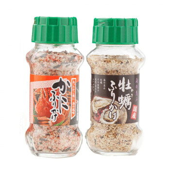 風味ゆたかなふりかけあたたかいご飯におむすび、お弁当にふりかけて、お召し上がりください。【かにふりかけ】赤色を基調とした色合いで、蟹のイメージ及び風味をいかし、ごま・のり風味を高め、卵殻Caを添加したふりかけです。【牡蠣ふりかけ】国産牡蠣を顆粒に練り込み独特の風味をお楽しみいただけるふりかけです。内容量かにふりかけ(85g)・牡蠣ふりかけ(95g)×各15個サイズ個装サイズ：34.8×17.2×43.5cm重量個装重量：12000g仕様賞味期間：製造日より360日生産国日本栄養成分栄養成分表(100g当たり)【かにふりかけ】熱量:403kcal、たんぱく質:13.8g、脂質:12.1g、炭水化物:59.8g、食塩相当量:8.6g、カルシウム:510mg【牡蠣ふりかけ】熱量:391kcal、たんぱく質:9.4g、脂質:8.4g、炭水化物:69.4g、食塩相当量:7.6g原材料名称：ふりかけ【かにふりかけ】ポテトフレーク(アメリカ製造、バングラデシュ製造)、ごま、カニ風味顆粒(麦芽糖、でん粉、デキストリン、食塩、カニエキス、その他)、ぶどう糖、海老風味顆粒(コーンスターチ、乳糖、砂糖、その他)、乾燥かに風味かまぼこ(スケトウダラすり身、卵白、馬鈴薯澱粉、植物油脂、食塩、魚介エキス)、鮭風味顆粒、食塩、のり、でん粉、醤油、砂糖、デキストリン、ほうれん草粉末、トマトパウダー/調味料(アミノ酸等)、着色料(ラック、紅麹、カロチノイド、カラメル)、ソルビトール、卵殻Ca、加工でん粉、pH調整剤、香料、酸化防止剤(V.E)、甘味料(ステビア、カンゾウ)、(一部に卵・乳成分・小麦・えび・かに・さけ・大豆・豚肉・ゼラチン・ごまを含む)【牡蠣ふりかけ】ぶどう糖(国内製造)、ごま、牡蠣、でん粉、ポテトフレーク、食塩、顆粒醤油、砂糖、デキストリン、醤油、ホタテエキス、鰹節粉末、粉末醤油/加工でん粉、調味料(アミノ酸等)、香料、カラメル色素、貝Ca、甘味料(カンゾウ、ステビア)、酸化防止剤(V.E)、(一部に小麦・大豆・ゼラチン・ごまを含む)アレルギー表示卵、乳、小麦、えび、かに、ごま、さけ、大豆、豚肉、ゼラチン（原材料の一部に含んでいます）保存方法直射日光などの高温や多湿を避けて、保存してください。製造（販売）者情報製造者:株式会社みなり広島県東広島市河内町下河内636fk094igrjs