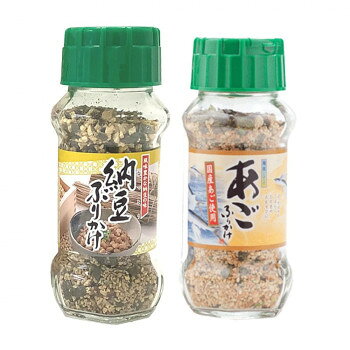 風味ゆたかなふりかけあたたかいご飯におむすび、お弁当にふりかけて、お召し上がりください。【納豆ふりかけ】納豆の粘り・風味をいかしたふりかけです。FD納豆を使用し、鰹・胡麻・海苔で風味を高めています。【あごふりかけ】国産のあご(とびうお)を使用した塩焼風味のふりかけです。内容量納豆ふりかけ(85g)・あごふりかけ(80g)×各15個サイズ個装サイズ：34.8×17.2×43.5cm重量個装重量：12000g仕様賞味期間：製造日より360日生産国日本栄養成分栄養成分表(100g当たり)【納豆ふりかけ】熱量:427kcal、たんぱく質:23g、脂質:19g、炭水化物:40g、食塩相当量:10.6g【あごふりかけ】熱量:427kcal、たんぱく質:17.7g、脂質:16.1g、炭水化物:52.9g、食塩相当量:8.9g原材料名称：ふりかけ【納豆ふりかけ】炒りごま(国内製造)、納豆、でん粉、食塩、砂糖、ぶどう糖、鰹節粉末、発酵調味料、鰹削り節、のり、あおさ、蛋白加水分解物、デキストリン、ナンプラー、粉末醤油、かつおエキス粉末、醤油、鰹節エキス、酵母エキス、野菜エキス、魚介エキス/加工でん粉、酸化防止剤(V.E)、(一部に小麦・大豆・豚肉・ゼラチン・ごまを含む)【あごふりかけ】炒りごま(国内製造)、ポテトフレーク、ぶどう糖、とびうお(国産)、でん粉、鰹風味顆粒(乳糖、食塩、鰹節粉末、砂糖、その他)、食塩、砂糖、醤油、のり、乾燥ネギ、乾燥おから、デキストリン、鰹節粉末、粉末醤油、発酵調味料、抹茶、あおさ、香辛料、野菜エキスパウダー/調味料(アミノ酸等)、加工でん粉、カラメル色素、貝Ca、甘味料(カンゾウ、ステビア、アセスルファムK)、(一部に乳成分・小麦・さば・大豆・ごまを含む)アレルギー表示乳、小麦、ごま、さば、大豆、豚肉、ゼラチン（原材料の一部に含んでいます）保存方法直射日光などの高温や多湿を避けて、保存してください。製造（販売）者情報製造者:株式会社みなり広島県東広島市河内町下河内636fk094igrjs