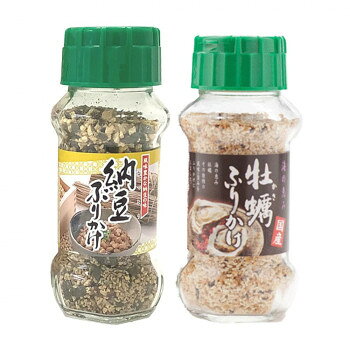 風味ゆたかなふりかけあたたかいご飯におむすび、お弁当にふりかけて、お召し上がりください。【納豆ふりかけ】納豆の粘り・風味をいかしたふりかけです。FD納豆を使用し、鰹・胡麻・海苔で風味を高めています。【牡蠣ふりかけ】国産牡蠣を顆粒に練り込み独特の風味をお楽しみいただけるふりかけです。内容量納豆ふりかけ(85g)・牡蠣ふりかけ(95g)×各15個サイズ個装サイズ：34.8×17.2×43.5cm重量個装重量：12000g仕様賞味期間：製造日より360日生産国日本栄養成分栄養成分表(100g当たり)【納豆ふりかけ】熱量:427kcal、たんぱく質:23g、脂質:19g、炭水化物:40g、食塩相当量:10.6g【牡蠣ふりかけ】熱量:391kcal、たんぱく質:9.4g、脂質:8.4g、炭水化物:69.4g、食塩相当量:7.6g原材料名称：ふりかけ【納豆ふりかけ】炒りごま(国内製造)、納豆、でん粉、食塩、砂糖、ぶどう糖、鰹節粉末、発酵調味料、鰹削り節、のり、あおさ、蛋白加水分解物、デキストリン、ナンプラー、粉末醤油、かつおエキス粉末、醤油、鰹節エキス、酵母エキス、野菜エキス、魚介エキス/加工でん粉、酸化防止剤(V.E)、(一部に小麦・大豆・豚肉・ゼラチン・ごまを含む)【牡蠣ふりかけ】ぶどう糖(国内製造)、ごま、牡蠣、でん粉、ポテトフレーク、食塩、顆粒醤油、砂糖、デキストリン、醤油、ホタテエキス、鰹節粉末、粉末醤油/加工でん粉、調味料(アミノ酸等)、香料、カラメル色素、貝Ca、甘味料(カンゾウ、ステビア)、酸化防止剤(V.E)、(一部に小麦・大豆・ゼラチン・ごまを含む)アレルギー表示小麦、ごま、大豆、豚肉、ゼラチン（原材料の一部に含んでいます）保存方法直射日光などの高温や多湿を避けて、保存してください。製造（販売）者情報製造者:株式会社みなり広島県東広島市河内町下河内636fk094igrjs