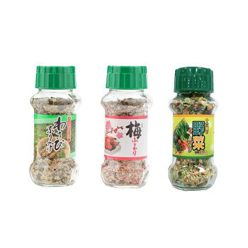 風味ゆたかなふりかけほかほかご飯、おむすび、お弁当にふりかけて、お召し上がりください。【わさびふりかけ】わさびの辛さをいかした、カルシウム豊富なわさびふりかけです。乾燥わさび茎を使用し、鰹・胡麻・海苔で風味を高めています。【梅ふりかけ】梅・しその風味をいかした、ふりかけです。しそを使用し、鰹・胡麻・海苔で風味を高めています。【十六種の野菜ふりかけ】十六種の野菜(ブロッコリー、南瓜、人参、パセリ、苦瓜、ケール、ゴボウ、レンコン、じゃが芋、グリーンピース、小松菜、セロリ、ほうれん草、トマト、チンゲン菜、モロヘイヤ)を盛り込んだふりかけです。のりとたまごを使用し、お子様にも食べやすい甘みのある味に仕上げてあります。野菜のフレークを使用し、彩り豊かで健康的なイメージ。内容量わさびふりかけ(85g)・十六種の野菜ふりかけ(90g)・梅ふりかけ(85g)×各10本サイズ個装サイズ：34.8×17.2×43.5cm重量個装重量：12000g仕様賞味期間：製造日より360日生産国日本栄養成分栄養成分表(100g当たり)【わさびふりかけ】熱量 :359kcal　たんぱく質:13.1g　脂質 :12.6g　炭水化物:48.3g　食塩相当量:19.8g　カルシウム:690mg【梅ふりかけ】熱量 :353kcal　たんぱく質:12.4g　脂質 :12.0g　炭水化物:48.8g　食塩相当量:21.9g【十六種の野菜ふりかけ】熱量 :367kcal　たんぱく質:11.3g　脂質 :7.6g　炭水化物:63.4g　食塩相当量:11.4g原材料名称：ふりかけ【わさびふりかけ】炒りごま(国内製造)、わさび顆粒(食塩、でん粉、乳糖、砂糖、その他)、ポテトフレーク、鰹風味顆粒(乳糖、食塩、鰹節粉末、砂糖、その他)、ぶどう糖、脱脂小麦胚芽、のり、食塩、でん粉、あおさ、砂糖、ほうれん草粉末、鰹節粉末、デキストリン、乾燥わさび茎、 醤油/調味料(アミノ酸等)、加工でん粉、香料、貝Ca、着色料(カラメル、カロチノイド、紅花黄、クチナシ)、(一部に乳成分・小麦・さば・大豆・ごまを含む)　【梅ふりかけ】梅風味顆粒(食塩、乳糖、砂糖、その他)(国内製造)、ごま、ポテトフレーク、かつお風味顆粒(乳糖、食塩、鰹節粉末、砂糖、その他)、ぶどう糖、脱脂小麦胚芽、乾燥加工梅、のり、食塩、あおさ、醤油、でん粉、砂糖、トマトパウダー、デキストリン/調味料(アミノ酸等)、加工でん粉、貝Ca、着色料(紅麹、カロチノイド、ラック、赤キャベツ、カラメル)、酸味料、香料、甘味料(ステビア、カンゾウ)、(一部に 乳成分・小麦・さば・大豆・ゼラチン・ごまを含む)【十六種の野菜ふりかけ】でん粉(国内製造)、ぶどう糖、ポテトフレーク、ごま、食塩、砂糖、ニンジンフレーク、麦芽糖、乾燥卵黄、デキストリン、のり、鰹節粉末、カボチャフレーク、ホウレンソウフレーク、発酵調味料、ほうれん草粉末、混合野菜粉末(大麦若葉、ケール、ブロッコリー、南瓜、その他)、醤油、抹茶、酵母エキス、スピルリナ粉末、あおさ、椎茸、レンコンパウダー、グリーンピース粉末、乾燥小松菜粉末、ゴボウ/調味料(アミノ酸等)、加工でん粉、着色料(カラメル、カロチノイド、クチナシ、紅花黄)、酸化防止剤(V.E)、(一部に卵・小麦・大豆・ごまを含む)アレルギー表示卵、乳、小麦、ごま、さば、大豆（原材料の一部に含んでいます）保存方法直射日光などの高温や多湿を避けて、保存してください。製造（販売）者情報製造者:株式会社みなり広島県東広島市河内町下河内636fk094igrjs