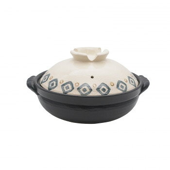 毎日使いたくなる使い勝手の良い土鍋3人から4人用におすすめのサイズの土鍋です。飽きのこない洗練されたデザインです。サイズφ23×25.5×13cm個装サイズ：24×26×10cm重量1690g個装重量：1890g素材・材質耐熱陶器仕様商品容量:1500ccガス直火:可レンジ:可オーブン:可付属品取扱説明書生産国日本fk094igrjs