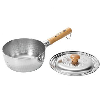 スープ作りや麺作りに便利ハンドルに繊細な桜模様をあしらった、上品で華やかなデザインのステンレス製ゆきひら鍋、蓋付きタイプです。サイズゆきひら鍋:約193×345×108mm(本体高さ:約80mm、板厚0.8mm)、蓋:約215×215×45mm個装サイズ：22×37×11cm重量約680g(ゆきひら鍋:約500g、蓋:約180g)個装重量：830g素材・材質本体:ステンレス鋼(クローム21%)取っ手:天然木仕様容量:(ゆきひら鍋)約1.9L対応熱源:オール熱源目盛表示:400ml/600ml/1000ml生産国日本fk094igrjs