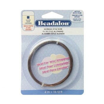 Beadalon(ビーダロン) スクエアワイヤー アンティークブラス 0.81mm×2m 20