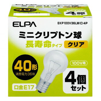おすすめアルゴンガスよりも熱伝導率の低いクリプトンガスの封入で長寿命を実現した電球です。外径のコンパクト化によってスポットライト、ダウンライトなど幅広く使用できます。サイズ全長67×バルブ径35mm個装サイズ：7.5×7.5×7.2cm重量個装重量：65g仕様■定格電圧:100V■定格消費電力:36W■定格寿命:4000時間■口金:E17■クリアセット内容・入数:4個・取扱説明書生産国中国fk094igrjs