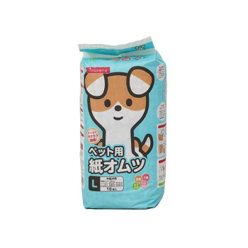 テープでラクラク装着介護・おでかけ・おもらし・生理時に使える紙オムツ。オシッコや柔らかめのウンチの漏れを防ぎます。たっぷりのオシッコも素早く吸収するのでオシッコの量が多い時でも安心です。何度でも付け直しができるテープを採用していますので、じっとできなくてもオムツの装着が簡単です。サイズ幅140×奥行130×高さ240mm個装サイズ：26.7×15.4×14.7cm重量576g個装重量：590g素材・材質表面材:ポリプロピレン不織材吸収材:吸収紙・綿状パルプ・高分子吸収材防水材:ポリエチレンフィルム止着材:ポリプロピレンテープ伸縮材:ポリウレタン結合材:ホットメルト接着剤外装材:ポリエチレン仕様【中型犬用(L)】胴回り:40〜60cmしっぽ穴から背中まで:約15cmしっぽ穴からお腹まで:約40cm生産国中国fk094igrjs