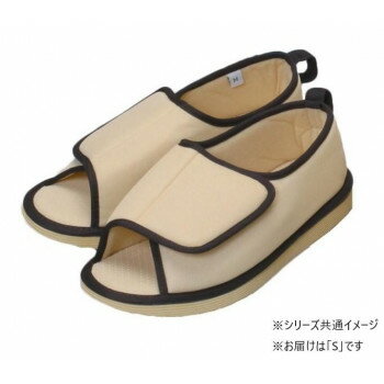 転倒リスクを軽減するシューズ。シューズ型なので、スリッパのように脱げて転倒することを予防します。甲の部分は面ファスナーで調節出来るので、足にフィット。底面はすべりにくい素材と3箇所に滑り止めを付けて、スリップを予防します。歩行中、床に引っかからないように爪先の底を斜めにカットしています。サイズ足サイズ:21.0〜22.0cm個装サイズ：40×30×8cm重量個装重量：172g素材・材質ポリエステル・EVA樹脂・ポリウレタン・合成ゴム生産国中国fk094igrjs