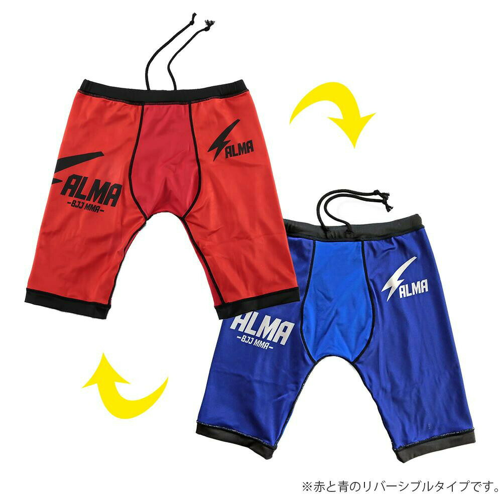ALMA アルマ THUNDER サンダー リバーシブルショートスパッツ 紐有り L 青/赤 ALSH...