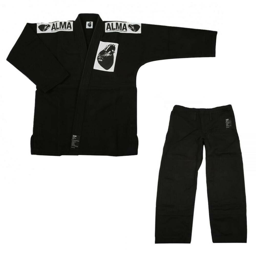 ALMA アルマ レギュラーキモノ 国産柔術衣 M1 黒 上下 JU1-M1-BK