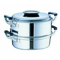 Ih/Gas Compatible - 桃印　18-0　IH対応　丸型蒸器　29cm　2段　AMS72292