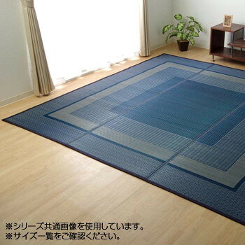 純国産 い草花ござカーペット ラグ 『DXランクス総色』 ネイビー 江戸間3畳(約174×261cm) 4131603