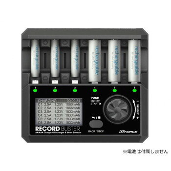 おすすめコンパクトな筐体ながら6本同時充放電に対応。もちろん単3・単4混在での使用もOK。バッテリーのパワーを最大限に引き出す新機能、3ステップチャージモードを搭載。これまでにない自由度の高い充放電を可能にしています。大容量バッテリーの充放電をスピーディに余裕でこなす大出力。バッテリー管理を容易にし、性能を最大限に引き出します。スモールスケール用充放電器の概念を刷新する、オールニュー・ハイエンドモデル。バッテリー管理の要となる動作モードは4つ。チャージ(充電)、ディスチャージ(放電)の他、リフレッシュモード、ブレークインモードを搭載。バッテリーのコンディションに合わせ、思うがままの細かなセッティングが可能です。盛りだくさんの高機能を手軽に確実に、誰にでも扱えるよう、分かりやすい日本語(カタカナ)表示を採用。ロータリーダイヤルによるシンプルで直感的な操作性との相乗効果もあって、どなたにもストレス無くお使いいただけます。スマホやタブレットのほか、現在では様々なデバイスの電源となるUSB出力機能を搭載。ピットでの様々なツール用電源にも便利。QC3.0規格を採用し、対応した機器同士であれば超高速充電も可能です。最大約6.0Vまで出力可能なモーターブレークイン機能を搭載。出力電圧を約0.1V刻み(0.5V-6.0V)で設定可能。慣らしだけではなく、走行後のコンディショニングにも便利。※6本全て同じ動作をします。スロット毎に別々の動作はできません。サイズ約148×135×65mm個装サイズ：11×27×18cm重量約600g個装重量：980g素材・材質樹脂金属仕様保証:初期不良のみ【本体仕様】バッテリーサイズ:単三(AA)/単四(AAA)※別売り入力電源:DC12V/3A充電電流:約0.1-2.5Aカット温度設定範囲:約55-65度放電電流約0.1-1.5A放電カット電圧範囲約0.8-1.0V【モーターブレークイン機能】作動電圧約0.5-6V回転方向:自動/正回転/逆回転電流制限範囲:約0.1-2A設定時間範囲約1-60分セット内容充電器本体専用ACアダプター取扱説明書生産国中国fk094igrjs