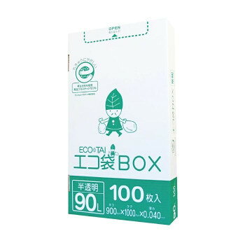 エコ袋BOX　90L HK-940 半透明 100枚×3小箱