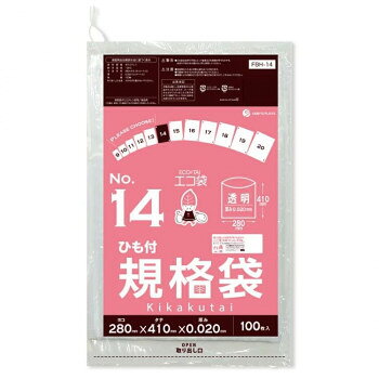 ECO TAI　エコ袋　No.14　ひも付規格袋 FBH-14 透明 100枚×40冊