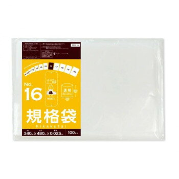 ECO TAI　エコ袋　No.16　規格袋 FBB-16 透明 100枚×25冊