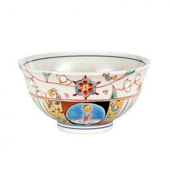 日本製　伝統工芸　九谷焼 銀舟窯 飯碗 華月夜 N157-06