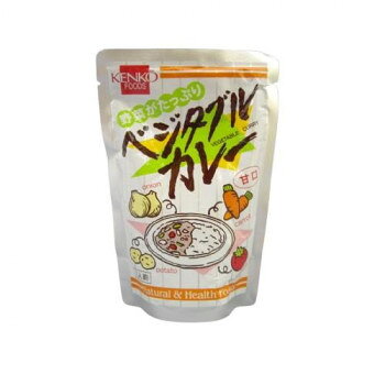 動物性原料を使用していないカレー動物性原料を使用せず、厳選したカレー粉をベースに、国産の玉ねぎ・じゃがいも・にんじん・生姜・にんにくと、トマトペーストを使用した本格野菜カレーの甘口です。酵母エキスを使用せず、凝縮した野菜の旨味や香辛料などで美味しく仕上げました。袋のまま熱湯の中に入れ、約5分間よく温めてください。又は、カレーを入れた器にラップをし、電子レンジで温めてください。内容量200gサイズ個装サイズ：15×15×20cm重量個装重量：500g仕様賞味期間：製造日より545日セット内容ベジタブルカレー(甘口)×10個生産国日本栄養成分【100gあたり】エネルギー88kcal、たんぱく質1.3g、脂質4.7g、炭水化物10.2g、食塩相当量1.1g原材料名称：野菜カレー野菜(玉ねぎ、じゃがいも、人参、生姜、にんにく)、植物油脂(国内製造)、小麦粉、砂糖、しょうゆ、トマトペースト、カレー粉、食塩、フルーツチャツネ、オニオンエキス、キャロットエキス、香辛料、(一部に小麦・大豆・りんごを含む)アレルギー表示小麦、大豆、りんご（原材料の一部に含んでいます）製造（販売）者情報製造:真富士屋食品(株)、販売:健康フーズ(株)fk094igrjs