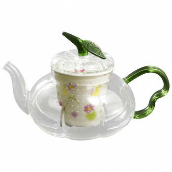 可愛い柄で、ティータイムを演出♪可愛いパンプキン型のガラスのティーポットに有田焼の茶こしがおしゃれ☆日本茶・紅茶・中国茶・ハーブティーなどいろんなお茶にご使用下さい♪サイズ約14×21×H12cm個装サイズ：19×16×14cm重量個装重量...