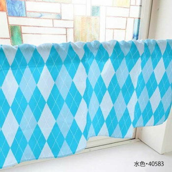 カフェカーテン アーガイルチェック 1000×450mm　水色・40583