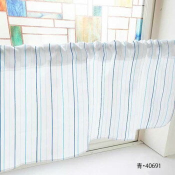 カフェカーテン ストライプ7 1000×450mm 青・40691