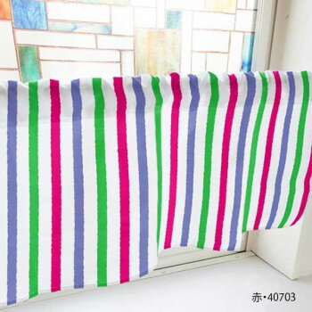 カフェカーテン ラフストライプ 1000×450mm　赤・40703