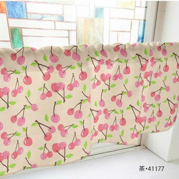 カフェカーテン さくらんぼ 1000×450mm　茶・41177