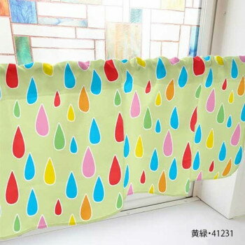 カフェカーテン 雨 1000×450mm　黄緑・41231