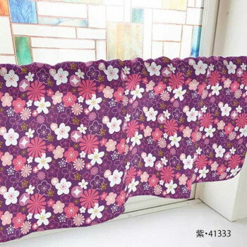 カフェカーテン 花 1000×450mm　紫・41333