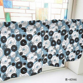 カフェカーテン ドーナツ 800×450mm　青・40946