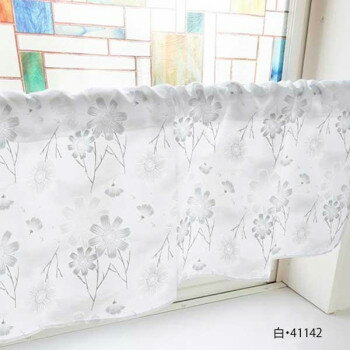 カフェカーテン コスモス 800×450mm　白・41142