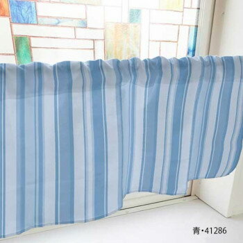 カフェカーテン モノトーンストライプ 800×450mm　青・41286