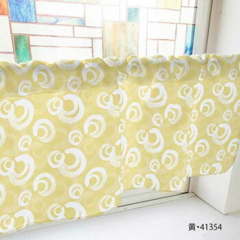 カフェカーテン 筆丸 800×450mm　黄・41354