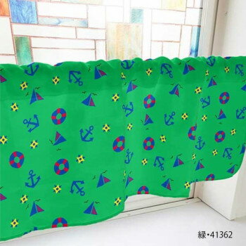 カフェカーテン 錨 800×450mm　緑・41362