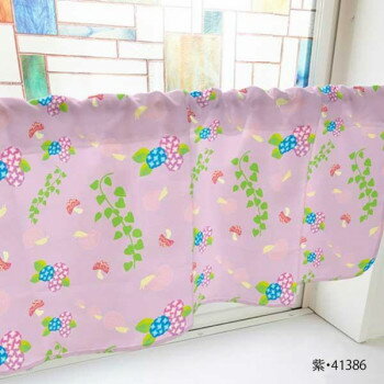 カフェカーテン カタツムリ アジサイ ツタ 800×450mm　紫・41386