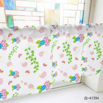 カフェカーテン カタツムリ アジサイ ツタ 800×450mm　白・41394