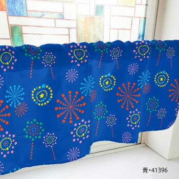 カフェカーテン 花火 800×450mm　青・41396