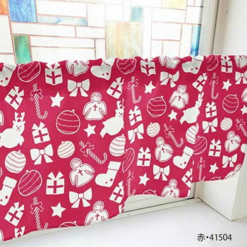 カフェカーテン オーナメント 800×450mm　赤・41504