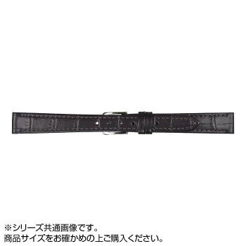 MIMOSA(ミモザ) 時計バンド P型押ワニ 10mm ブラック (美錠:銀) CP-A10