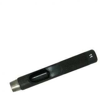 おすすめ刃物特殊鋼SK-4・硬度HRC58±2を使用した特別仕上げの刃先です。各種レザーや厚紙、ビニール、布、ゴムのなどの補修・補強・製作におすすめです。刃先の切れ味が抜群なので、ハンマーを使わなくても、手で回しながら押し込んでいくだけでも穴があけられます。※ハンマーを使用する際は、ポンチを垂直にして、頭部をハンマーでたたいてください。サイズ個装サイズ：17×7×6cm重量個装重量：100g素材・材質刃物特殊鋼SK-4仕様穴径:直径11.0mm生産国日本fk094igrjs