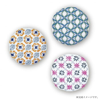 おすすめ1つのキットで一目刺し2柄とくぐり刺し1柄の3つの柄を刺すことができる刺し子のブローチキット。繊細な柄に、糸の多色使いやラメ糸を使用するなど、刺し子のトレンドをおさえたデザインです。ブローチの仕立ても簡単で、刺し子から仕立てまで平均約2.5時間で完成させることができます。洋服やカバンに合わせたり、着物に合わせたりと、完成した後も日常のコーディネートの彩りとしてお使いいただけます。※図案は布にプリント済みです。サイズ出来上がり寸法:約直径4.5cm個装サイズ：24×15×2cm重量個装重量：55gセット内容晒木綿刺し子糸刺し子針くるみボタン丸ブローチタイプ作り方説明書生産国日本fk094igrjs
