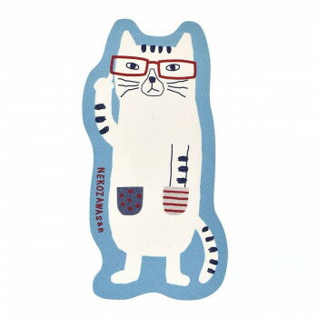 クスグルジャパン やわらか 吸水足ふきマット ネコザワさん ブルー 24-7115