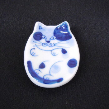 有田焼 ネコの箸置き 水玉猫