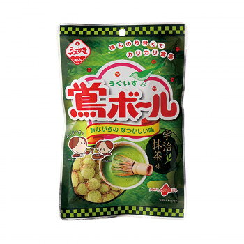 ほのかな渋味・苦味を引き立てます!あまから風味の鴬ボールに宇治抹茶をまぶしました。鴬ボールの甘じょっぱさが宇治抹茶のほのかな渋味・苦味を引き立てます!※年末年始、ゴールデンウィーク、お盆、シルバーウィーク、年末年始は出荷不可。※離島へは配送不可です。内容量55g×12袋サイズ個装サイズ：24×36×11cm重量個装重量：980g仕様賞味期間：製造日より150日生産国日本栄養成分栄養成分表(55gあたり) :エネルギー/241kcal、たんぱく質/3.6g、脂質/6.7g、炭水化物/41.7g、食塩相当量/0.9g原材料名称：米菓もち米(タイ産、国内産)、小麦粉、砂糖、植物油脂、粉糖(グラニュー糖、デキストリン)、でん粉、抹茶、食塩、水あめアレルギー表示小麦（原材料の一部に含んでいます）保存方法常温製造（販売）者情報製造者:植垣米菓株式会社兵庫県加古川市平岡町高畑520-10fk094igrjs