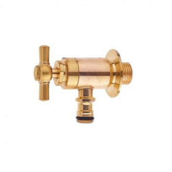 三栄水栓 SANEI ガーデン水栓 一文字ハンドル 逆止弁付　ゴールド・Y1812B-13