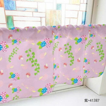 カフェカーテン カタツムリ アジサイ ツタ 1000×450mm　紫・41387