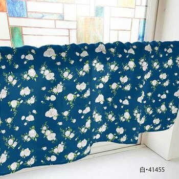 カフェカーテン バラ 1000×450mm　白・41455