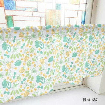 カフェカーテン ベリー 1000×450mm　緑・41687