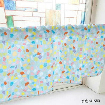 カフェカーテン タイル 800×450mm　水色・41580