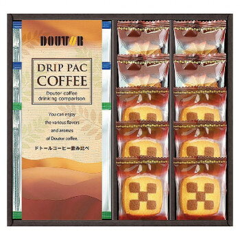 美味しい珈琲で優雅なカフェタイムを大人気のドトールコーヒーとバウムクーヘンなどの洋菓子をセットにしました。ドトールは深煎りブレンドとキリマンジャロブレンドの2種類を楽しめます。美味しい珈琲で優雅なカフェタイムをお楽しみください。内容量ドトールコーヒー(深煎りブレンド7g×2袋・キリマンジャロブレンド7g×1袋)・クッキー(チェス6枚・コーヒー4枚)サイズ個装サイズ：23×21×6.5cm重量個装重量：275g仕様賞味期間：製造日より180日セット内容ドトールコーヒー(深煎りブレンド・キリマンジャロブレンド)クッキー(チェス・コーヒー)生産国日本原材料名称：焼菓子・レギュラーコーヒー(粉)【チェスクッキー】小麦粉(小麦(アメリカ))、マーガリン、砂糖、液全卵、ココアパウダー、食塩/香料、酸味料、カロテン色素、(一部に小麦・卵・乳成分・大豆を含む)【コーヒークッキー】小麦粉(小麦(アメリカ))、砂糖、マーガリン、コーンスターチ、ショートニング、液全卵、コーヒー粉末、食塩/膨張剤、香料、カロテン色素、(一部に小麦・卵・乳成分・大豆を含む)【ドトールドリップコーヒー】深煎りブレンド:コーヒー豆(生豆生産国名:ブラジル、コロンビア、他)・キリマンジャロブレンド:コーヒー豆(生豆生産国名:タンザニア、ブラジル、他)アレルギー表示卵、乳、小麦、大豆（原材料の一部に含んでいます）保存方法直射日光を避け、常温にて保存してください。製造（販売）者情報販売者:株式会社CALM/岐阜県関市北福野町2-6-20fk094igrjs